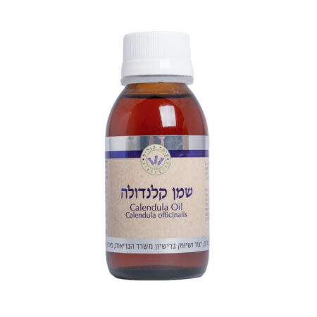 שמן קלנדולה בבקבוק עם זכוכית ככה של עומר הגליל